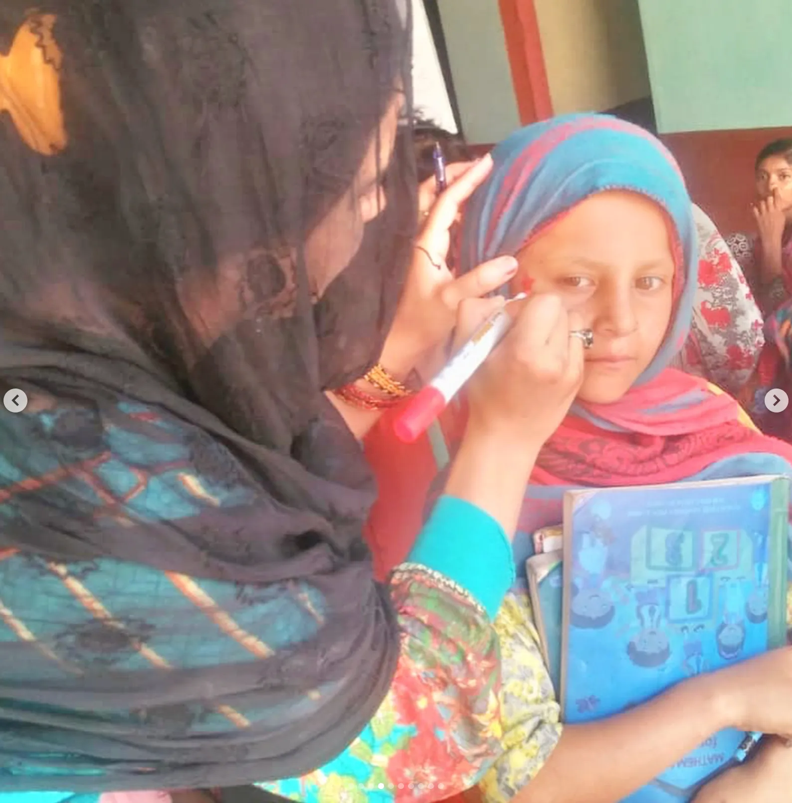Classroom sessions and confidence-building activities with village students.